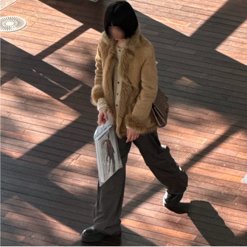 Size S LA-BREA SHEEPSKIN & FAUX FUR COAT